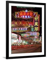 Neon Lights at Night on Nathan Road, Tsim Sha Tsui, Kowloon, Hong Kong, China, Asia-Gavin Hellier-Framed Photographic Print