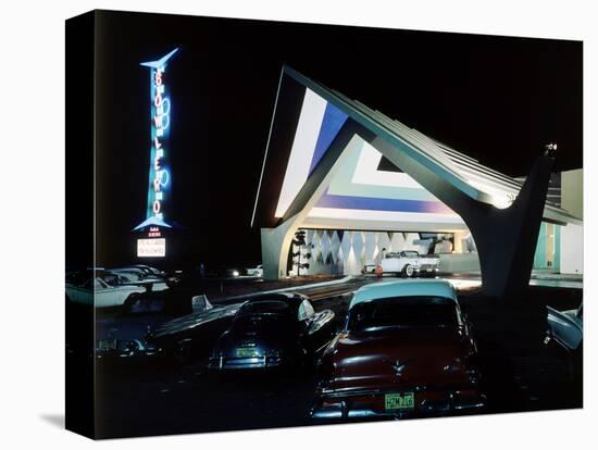 Neon Lights Glowing Outside Bowlero Lanes Bowling Alley, San Diego, California, 1958-Ralph Crane-Stretched Canvas