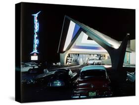 Neon Lights Glowing Outside Bowlero Lanes Bowling Alley, San Diego, California, 1958-Ralph Crane-Stretched Canvas