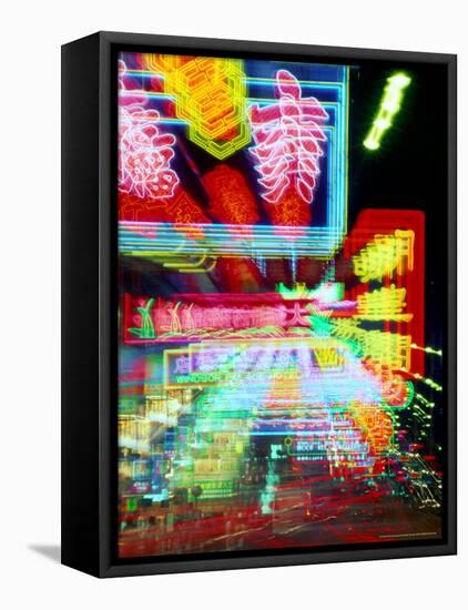 Neon Lights in Jordan and Mong Kok District, Hong Kong, China-Russell Gordon-Framed Stretched Canvas