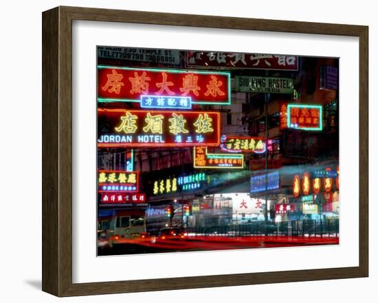 Neon Lights in Jordan and Mong Kok District, Hong Kong, China-Russell Gordon-Framed Photographic Print