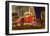 Neon Lights, Las Vegas Strip at Dusk with Flamingo Facade and Palm Trees, Las Vegas, Nevada, Usa-Eleanor Scriven-Framed Photographic Print