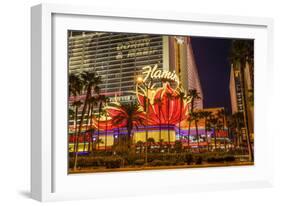 Neon Lights, Las Vegas Strip at Dusk with Flamingo Facade and Palm Trees, Las Vegas, Nevada, Usa-Eleanor Scriven-Framed Photographic Print