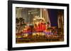 Neon Lights, Las Vegas Strip at Dusk with Flamingo Facade and Palm Trees, Las Vegas, Nevada, Usa-Eleanor Scriven-Framed Photographic Print