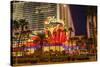 Neon Lights, Las Vegas Strip at Dusk with Flamingo Facade and Palm Trees, Las Vegas, Nevada, Usa-Eleanor Scriven-Stretched Canvas