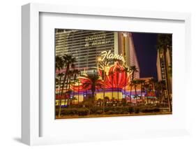 Neon Lights, Las Vegas Strip at Dusk with Flamingo Facade and Palm Trees, Las Vegas, Nevada, Usa-Eleanor Scriven-Framed Photographic Print