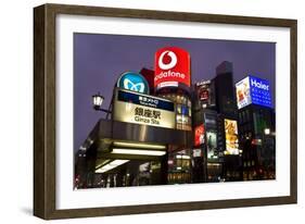 Neon Lights of Ginza at Night, Ginza, Tokyo, Honshu, Japan-Gavin Hellier-Framed Photographic Print