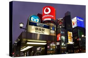 Neon Lights of Ginza at Night, Ginza, Tokyo, Honshu, Japan-Gavin Hellier-Stretched Canvas