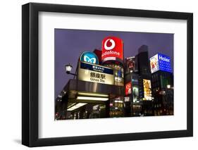 Neon Lights of Ginza at Night, Ginza, Tokyo, Honshu, Japan-Gavin Hellier-Framed Photographic Print