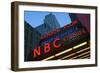 Neon lights of NBC Studios and Rainbow Room at Rockefeller Center, New York City, New York-null-Framed Photographic Print