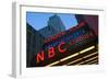 Neon lights of NBC Studios and Rainbow Room at Rockefeller Center, New York City, New York-null-Framed Photographic Print