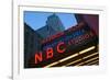 Neon lights of NBC Studios and Rainbow Room at Rockefeller Center, New York City, New York-null-Framed Photographic Print