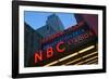 Neon lights of NBC Studios and Rainbow Room at Rockefeller Center, New York City, New York-null-Framed Photographic Print