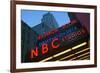 Neon lights of NBC Studios and Rainbow Room at Rockefeller Center, New York City, New York-null-Framed Photographic Print