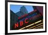 Neon lights of NBC Studios and Rainbow Room at Rockefeller Center, New York City, New York-null-Framed Photographic Print