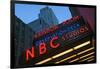 Neon lights of NBC Studios and Rainbow Room at Rockefeller Center, New York City, New York-null-Framed Photographic Print