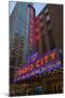 Neon lights of Radio City Music Hall at Rockefeller Center, New York City, New York-null-Mounted Premium Photographic Print