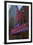 Neon lights of Radio City Music Hall at Rockefeller Center, New York City, New York-null-Framed Photographic Print