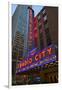 Neon lights of Radio City Music Hall at Rockefeller Center, New York City, New York-null-Framed Photographic Print