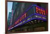 Neon lights of Radio City Music Hall at Rockefeller Center, New York City, New York-null-Framed Photographic Print