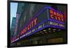 Neon lights of Radio City Music Hall at Rockefeller Center, New York City, New York-null-Framed Photographic Print