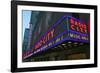 Neon lights of Radio City Music Hall at Rockefeller Center, New York City, New York-null-Framed Photographic Print