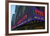 Neon lights of Radio City Music Hall at Rockefeller Center, New York City, New York-null-Framed Photographic Print