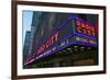 Neon lights of Radio City Music Hall at Rockefeller Center, New York City, New York-null-Framed Photographic Print