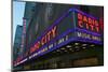 Neon lights of Radio City Music Hall at Rockefeller Center, New York City, New York-null-Mounted Photographic Print