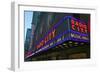 Neon lights of Radio City Music Hall at Rockefeller Center, New York City, New York-null-Framed Photographic Print