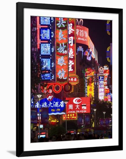 Neon Lights of Shanghai's Main Shopping Street, Nanjing Donglu, Shanghai, China-Gavin Hellier-Framed Photographic Print