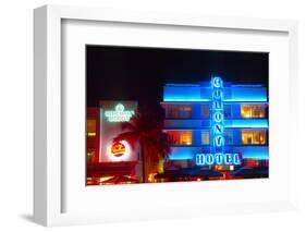 Neon Lights Of South Beach-George Oze-Framed Photographic Print