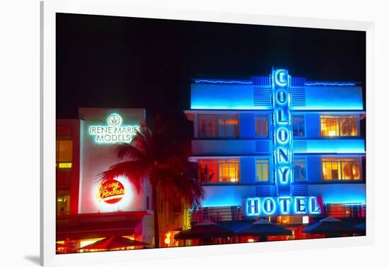 Neon Lights Of South Beach-George Oze-Framed Photographic Print