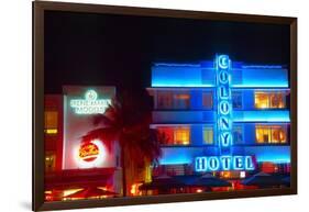 Neon Lights Of South Beach-George Oze-Framed Photographic Print