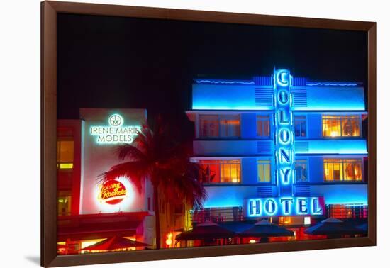 Neon Lights Of South Beach-George Oze-Framed Photographic Print