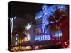 Neon Lights of the Art Deco District,  Miami-George Oze-Stretched Canvas