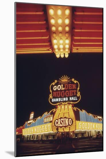 Neon Lights of the Golden Nugget Casino in Las Vegas Nevada, 1970s-null-Mounted Photo