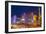 Neon Lights on Las Vegas Strip at Dusk with Car Headlights Leaving Streaks of Light-Eleanor Scriven-Framed Photographic Print