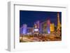 Neon Lights on Las Vegas Strip at Dusk with Car Headlights Leaving Streaks of Light-Eleanor Scriven-Framed Photographic Print