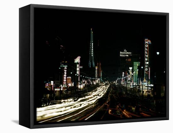 Neon Lights Shining in Hollywood-Ralph Crane-Framed Stretched Canvas