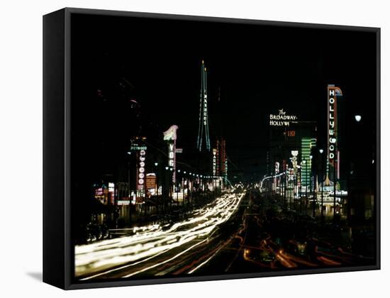 Neon Lights Shining in Hollywood-Ralph Crane-Framed Stretched Canvas