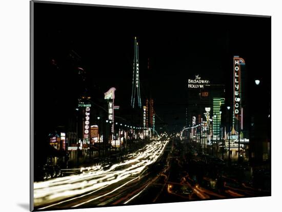 Neon Lights Shining in Hollywood-Ralph Crane-Mounted Photographic Print