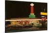 Neon-Lit Drive-In, Roadside Retro-null-Stretched Canvas