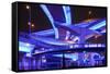 Neon-Lit Highway Interchange-null-Framed Stretched Canvas