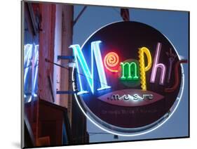 Neon Memphis Sign, Beale Street Entertainment Area, Memphis, Tennessee, USA-Walter Bibikow-Mounted Photographic Print