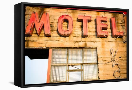 Neon Motel Sign, Pacific, Missouri, USA. Route 66-Julien McRoberts-Framed Stretched Canvas