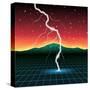 Neon New Retro Wave Landscape with Lightning-Swill Klitch-Stretched Canvas