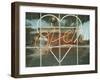 Neon 'Open' sign framed in a heart-shape in a window-null-Framed Premium Photographic Print