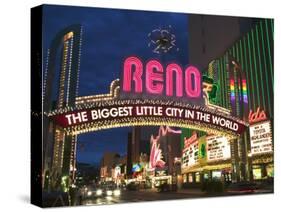 Neon Reno Sign on North Virginia Street, Nevada, USA-Walter Bibikow-Stretched Canvas