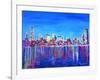 Neon Shimmering Skyline of Chicago Skyline at Night-Martina Bleichner-Framed Art Print